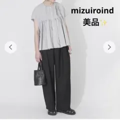 ミズイロインド ピンタックノースリーブシャツ 半袖シャツ 美品　グレーのサムネイル