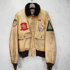 ★USA製 80s ショット G-1フライトジャケット フルデコ 42 ベージュのサムネイル