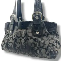COACH Black Signature Tote Bag F13742