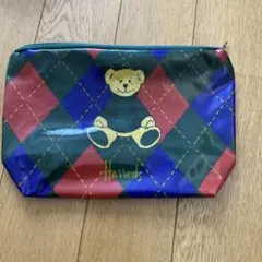 ハロッズHarrods テディベア ポーチ　アーガイル柄