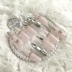 スナ系ワンホン埋め尽くしフレンチガーリーちゅるんギャルネイル ネイルチップ