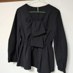 Jeunne リボンデザイン 長袖ブラウス ブラック M