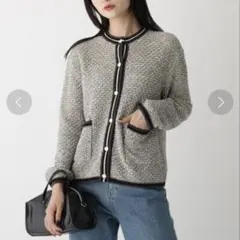 OPAQUE.CLIP ツイードニットカーディガン