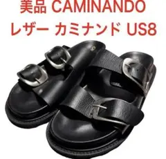 美品 COMINANDO カミナンド ダブルバックル レザーサンダル US8