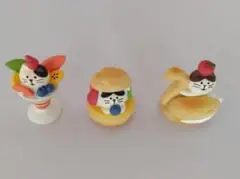 コンコンブル　デコレ　フルーツパフェ猫　シュークリーム猫　スワンシュー　3点