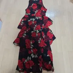 黒赤バラ キャミワンピース キャバドレス