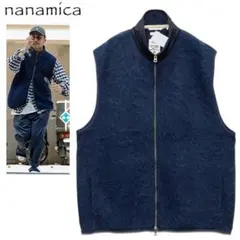 新品 S ナナミカ ジップアップ モヘヤ ベスト ネイビー nanamica