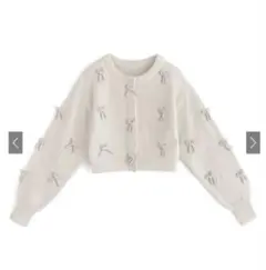 GRLパールリボンニットカーディガン [tu1040] アイボリー