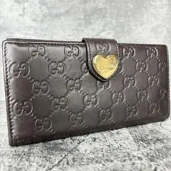 美品✨️グッチ 長財布 GGキャンバス ラブリーハート Wホック レザー