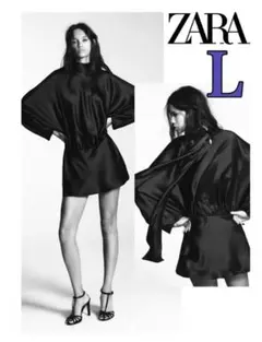 ZARA サテン地スカーフミニドレス　L