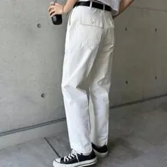 ホワイト ワークパンツ カーゴパンツ