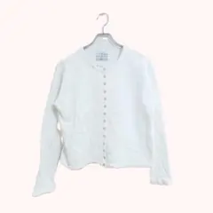 agnès b. カーディガン M ホワイト コットン インナー 秋冬 おでかけ