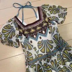 美品 ✿ ESPIE ✿ シルク混 コットン シアーワンピース 透け感 総柄のサムネイル