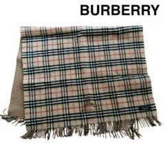 美品】 バーバリー カシミヤ100％ マフラー メガチェック 英製