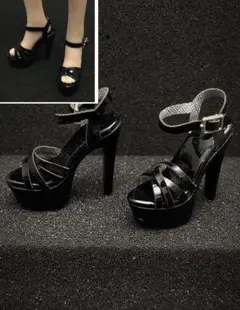 黒 1/6 女性 ヒール サンダル ( TBleague などと フィギュア