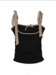 andmary Alice check ribbon tops black - メルカリ