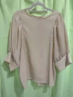 FREDY&GLOSTERベージュ ポリエステルブラウス 五分袖