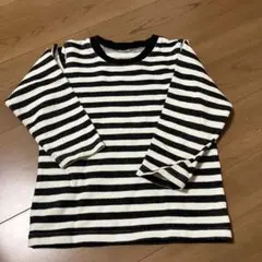 長袖カットソー 黒と白のストライプ 100cm