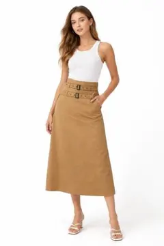 【美品】ZARA BASIC トレンチスカート ベルト付き XS ベージュ