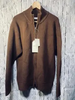 新品定価11000円SHIPSシップスタグ付き ブラウン ジップアップセーターL
