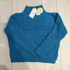 ロペピクニック　ターコイズ色 ハイネックニットセーター