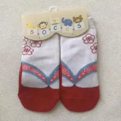 【新品】ベビー靴下 足袋 足袋ソックス 白/赤 花柄 滑り止め付き お正月 撮影
