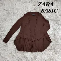 ZARA BASIC ザラベーシック長袖カーディガン 薄手 ノーボタン ブラウンのサムネイル