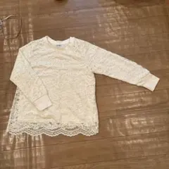 GLOBAL WORK アイボリー レース 長袖 Tシャツ M