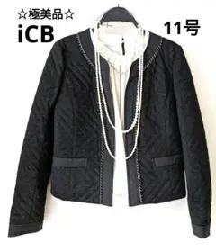 【極美品】ICB アイシービー　ノーカラー リバーシブル　ジャケット　黒　 L