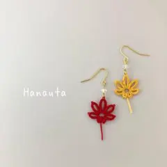 紅葉のピアス✿紅・黄色