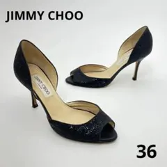 JIMMY CHOO グリッター パンプス ネイビー 36ハーフ - メルカリ