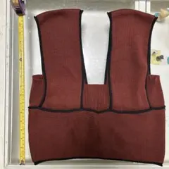 赤 ニットベスト レースアップ