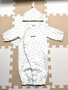 星柄 フリル　ツーウェイ・ドレスオール 帽子付き　50〜70 美品