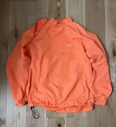 00s NIKE 2way モックネック ナイロン プルオーバー オレンジ M