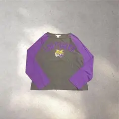 LSU TIGERS ラグラン ロンT ゆるだぼ カレッジロゴ 刺繍 L 古着