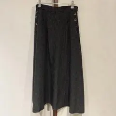 サイドボタン付きロングフレアスカート ブラック