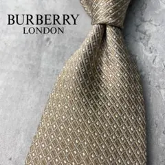 美品 BURBERRY LONDON ジャガード ドット柄 ネクタイ ゴールド