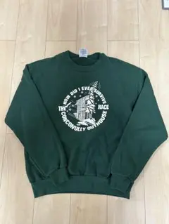 90'sJERZEES(ジャージーズ)スウェットプリント古着グリーンUSA製