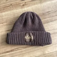 ダークブラウン リブ編みニット帽　ボルサウルス