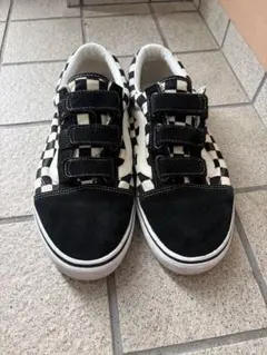 Vans チェック柄スニーカー 黒/白 ベルクロ