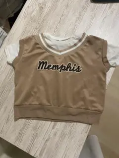 Memphis ロゴ入り 重ね着風 半袖Tシャツ 120cmのサムネイル
