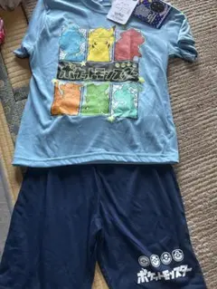 新品　ポケットモンスター パジャマ 120cm 水色　光る　ホタルプリント　半袖