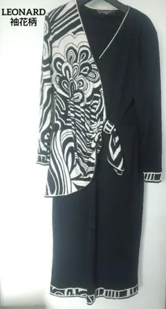 美品✨レオナール 近年モデル フラワープリント ワンピース 42 トリム 中古・古着通販】LEONARD (レオナール) フラワープリント