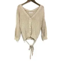 レトロガール ニット カーディガン リボン付き 羽織り トップス レディース