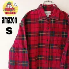 USA古着 amazonessentials ネルシャツ　S レッド　ブラック
