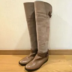 ダイアナ ロングブーツ ニーハイ 2way 本革 ベルト付き 茶色 23.5cm