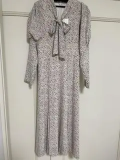 MERCURYDUO ペイントドットパフスリーブボウタイワンピース