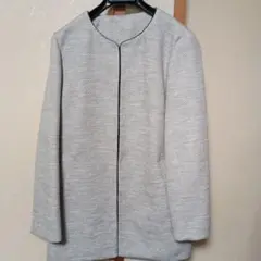 ノーカラー ツイード風ジャケット