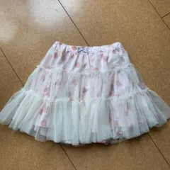 エニィファムピンク花柄チュールスカート 130