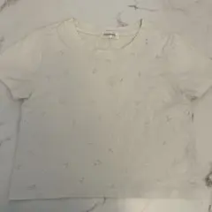 CALNAMUR ラインストーン ロゴ Tシャツ ホワイト
